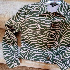 Miss Selfridge Olive Zebra print Jacket